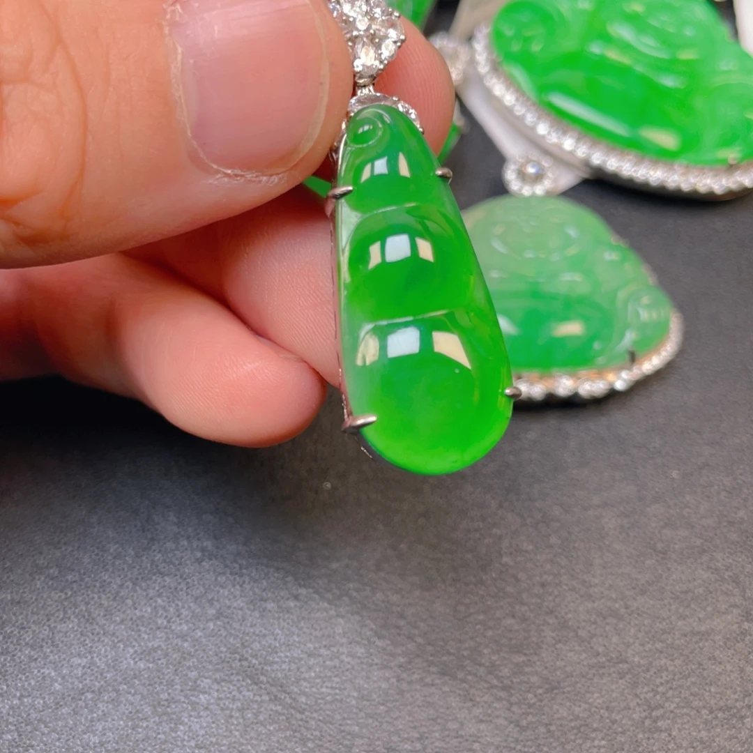 翡翠银S925镶嵌吊坠(不含链)