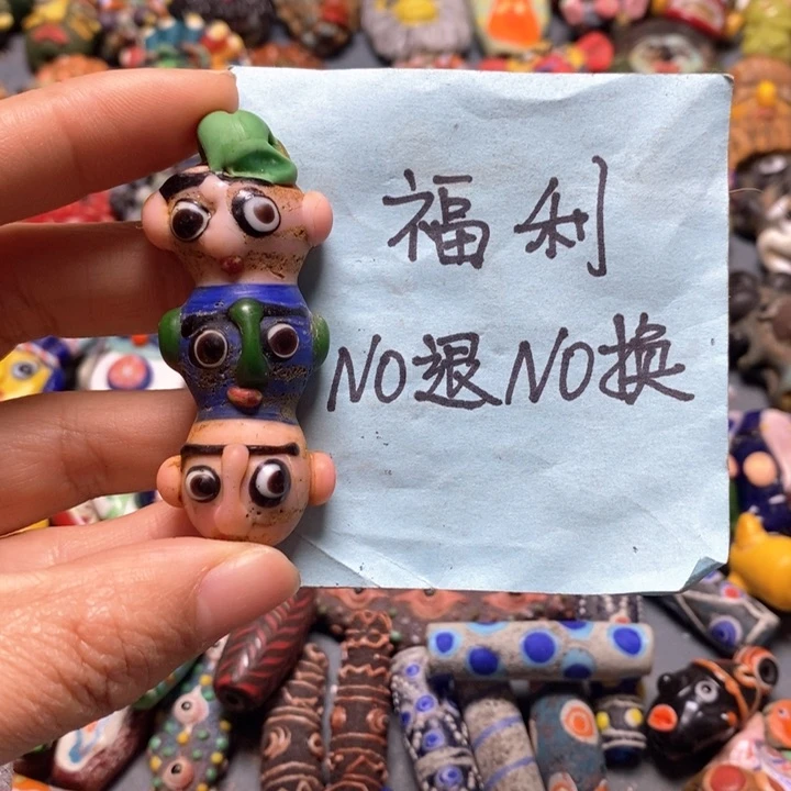 琉璃颈饰印度尼西亚三脸娃