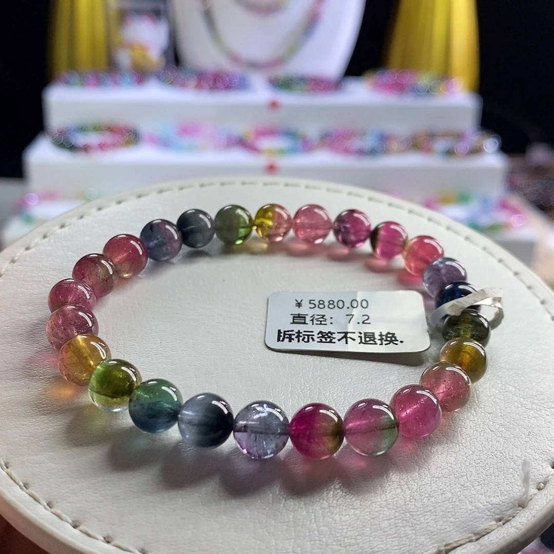 未镶嵌手链碧玺艳丽西瓜