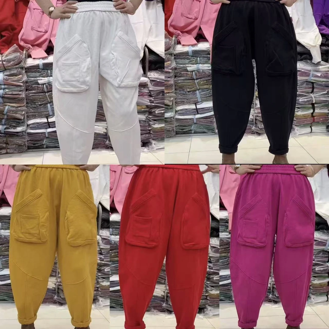 春款微弹力透气潮流宽松百搭圈棉哈伦裤