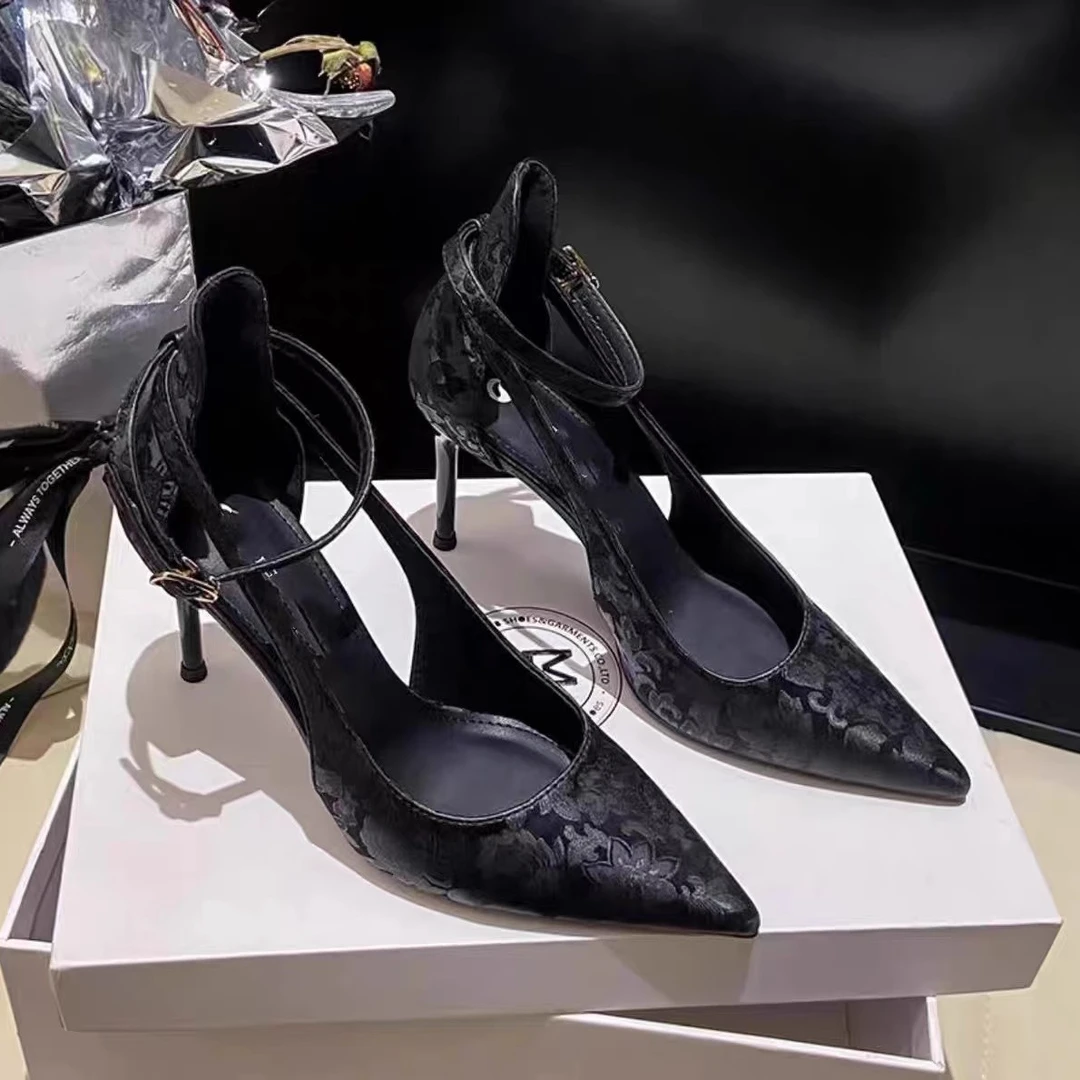 欧若风旗袍高跟鞋女外穿2025夏季新款新中式单鞋高级感尖头凉鞋女