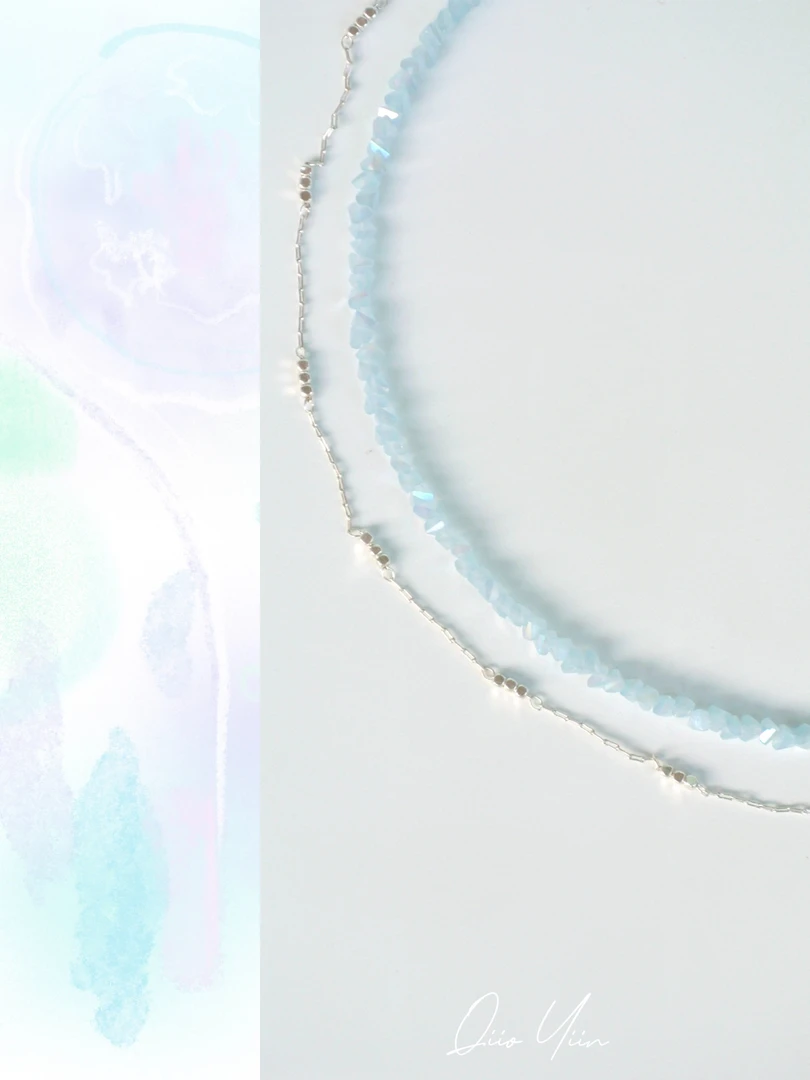 合金琉璃项链 「蓝风铃」 原创小众设计高级感超仙串珠叠戴项链