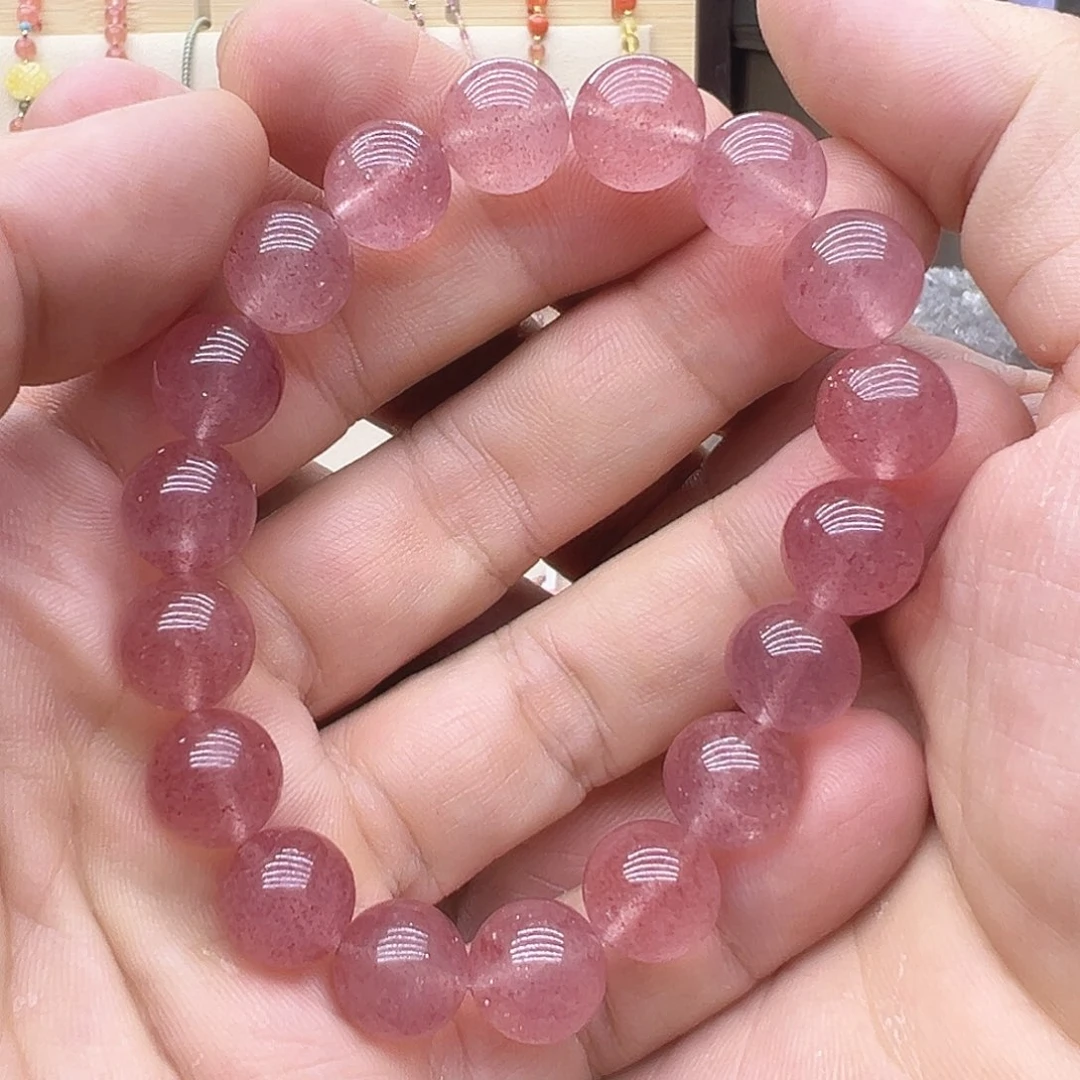 石英质玉手串未镶嵌草莓晶12