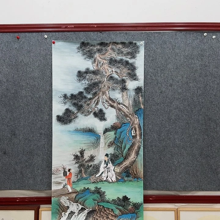 国画手绘国画松下高士图