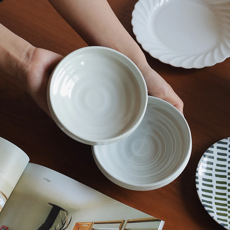 【瑕疵】6英寸金属釉波纹盏形高底碟-2只 14.8×4cm 350ml