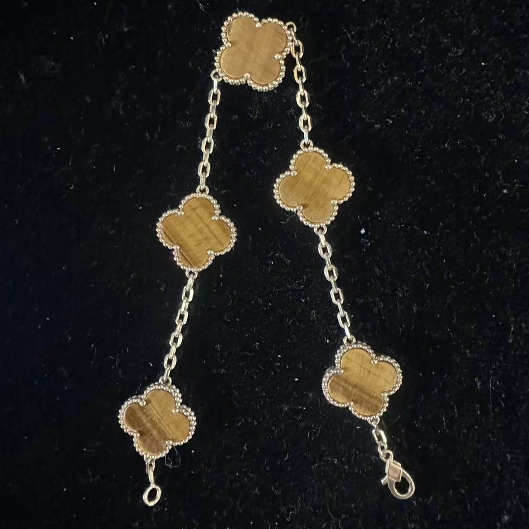 18k金虎眼石15mm五花手链  浅金色