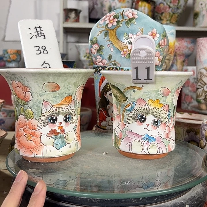 满38包邮 景德镇幸运花盆