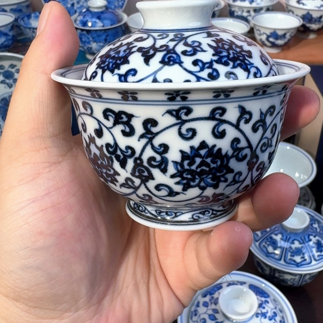 盖碗纯手工手绘瓷瓷