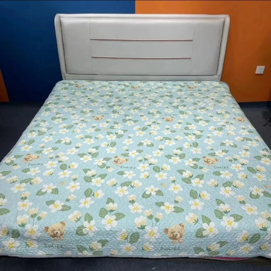 田园小花200*225cm±5cm三层夹棉床盖四季款亲肤透气双人床盖