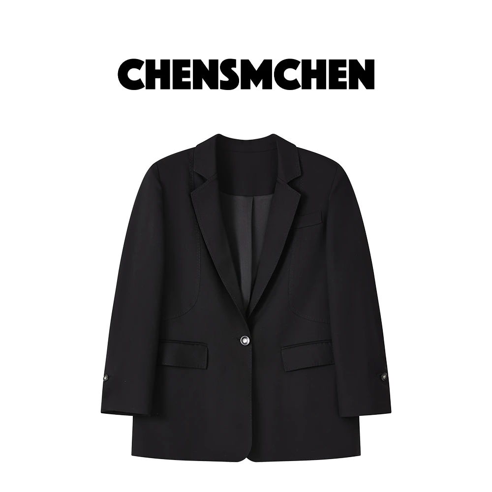 CHENSMCHEN莱赛尔黑色西装外套女秋冬高端大气时尚西服CSEX1011MX