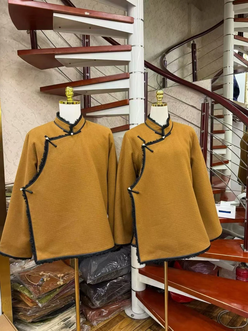 新款冬季男女加绒加毛藏装情侣款【四色＋包边】藏装加厚款外套