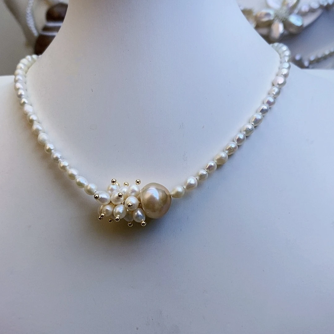 淡水珍珠颈饰银S925镶嵌