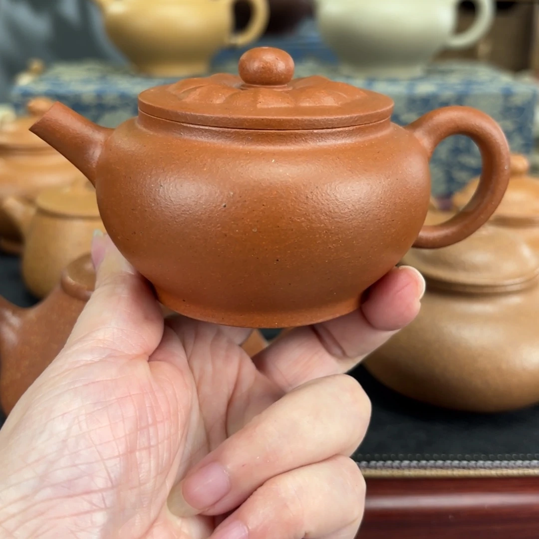 水***田紫砂茶壶宝山红泥莲灯200