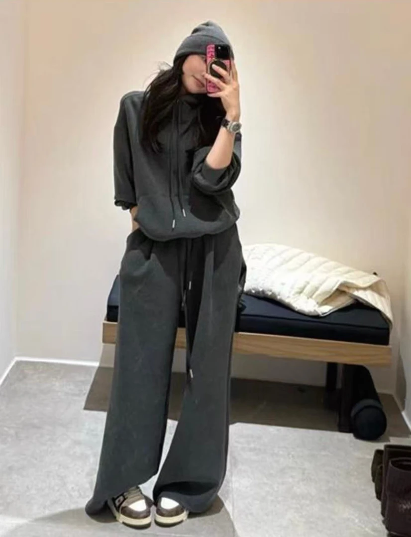 NICE圈圈/隐形半拉链连帽高品质休闲套装A2838