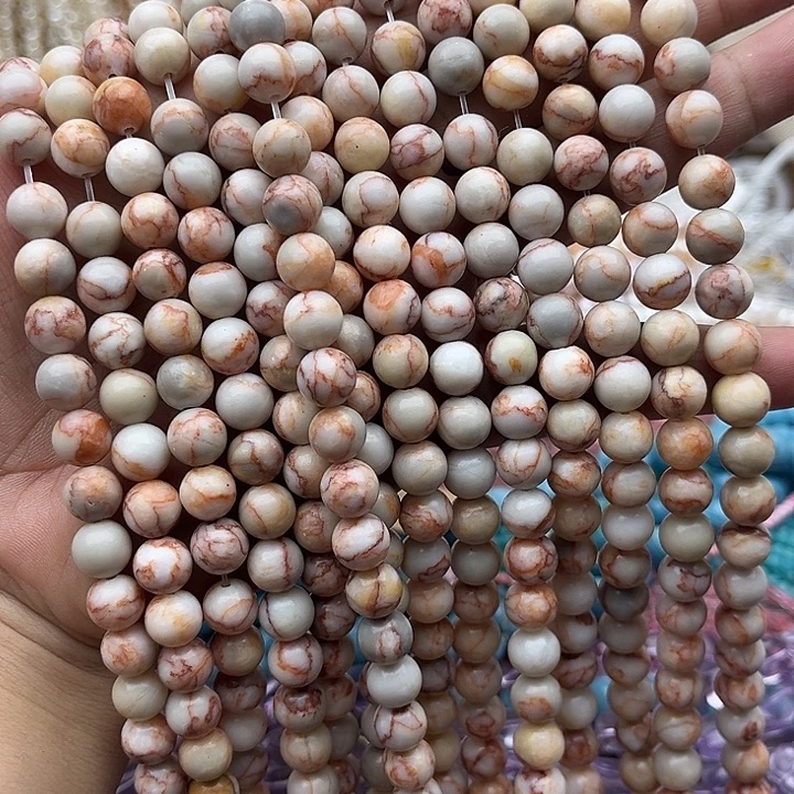 玛瑙/玉髓未镶嵌珠宝半成品2条8mm左右朱砂原石
