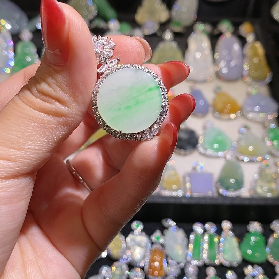 翡翠银S925镶嵌颈饰天然翡翠