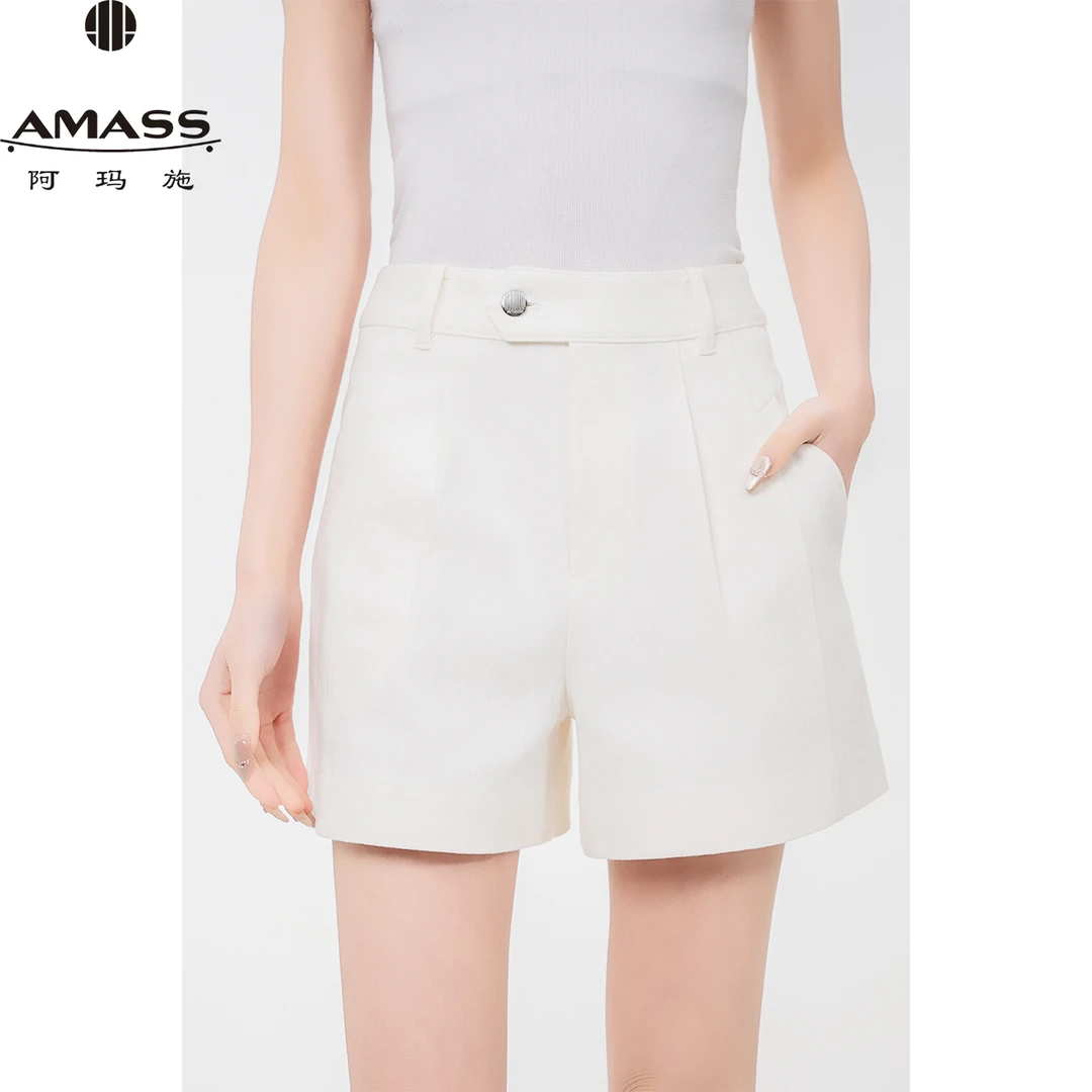 AMASS/阿玛施春夏新款复古丹宁风减龄高腰休闲时尚牛仔短裤510003