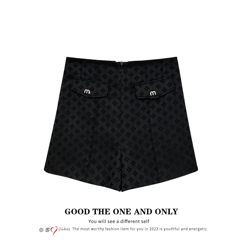 时尚高级设计感显瘦提花A字短裤300810【T】