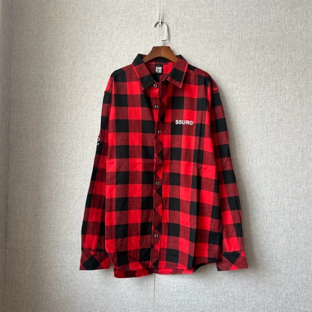 [玥姐专属] SSUR 袖边字母印花 格纹 衬衫 804001-19