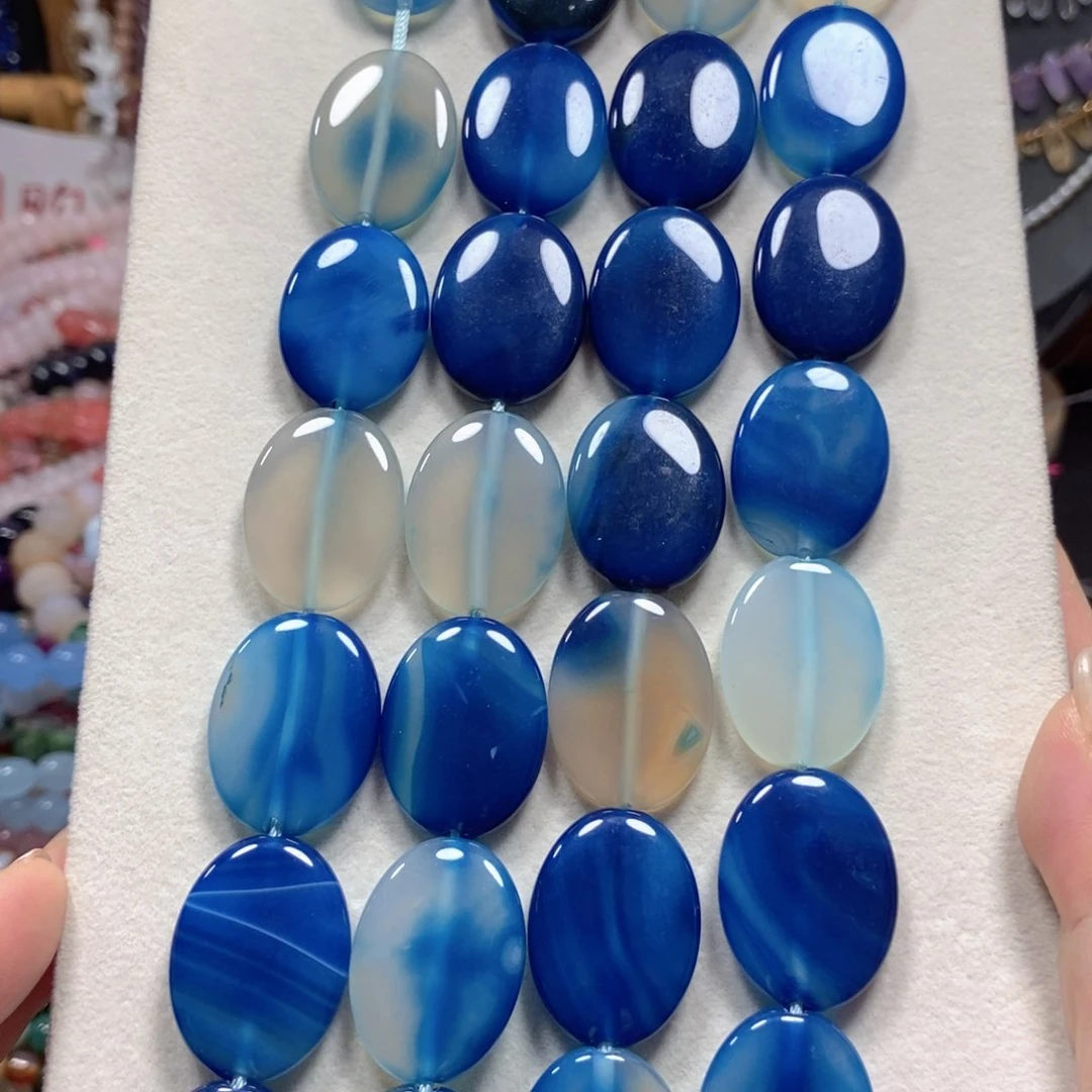 玛瑙/玉髓合金珠宝半成品蓝玛瑙大片片一条