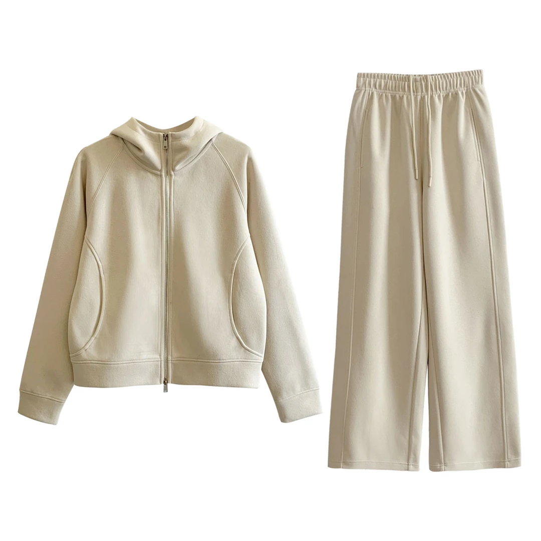 春游日  春日舒适松弛感显瘦休闲连帽拉链卫衣+直筒裤套装可单卖