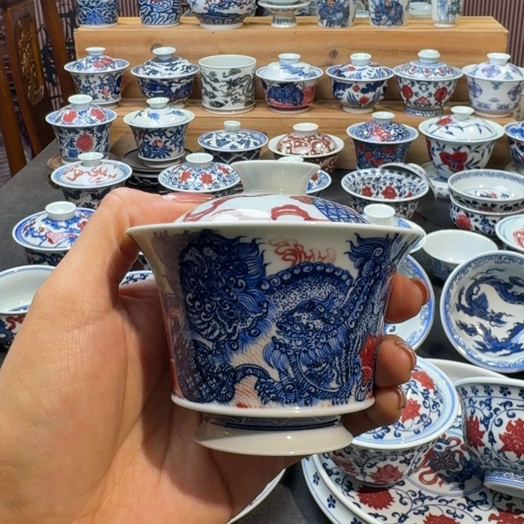 微瑕狮子盖碗盖碗盖碗