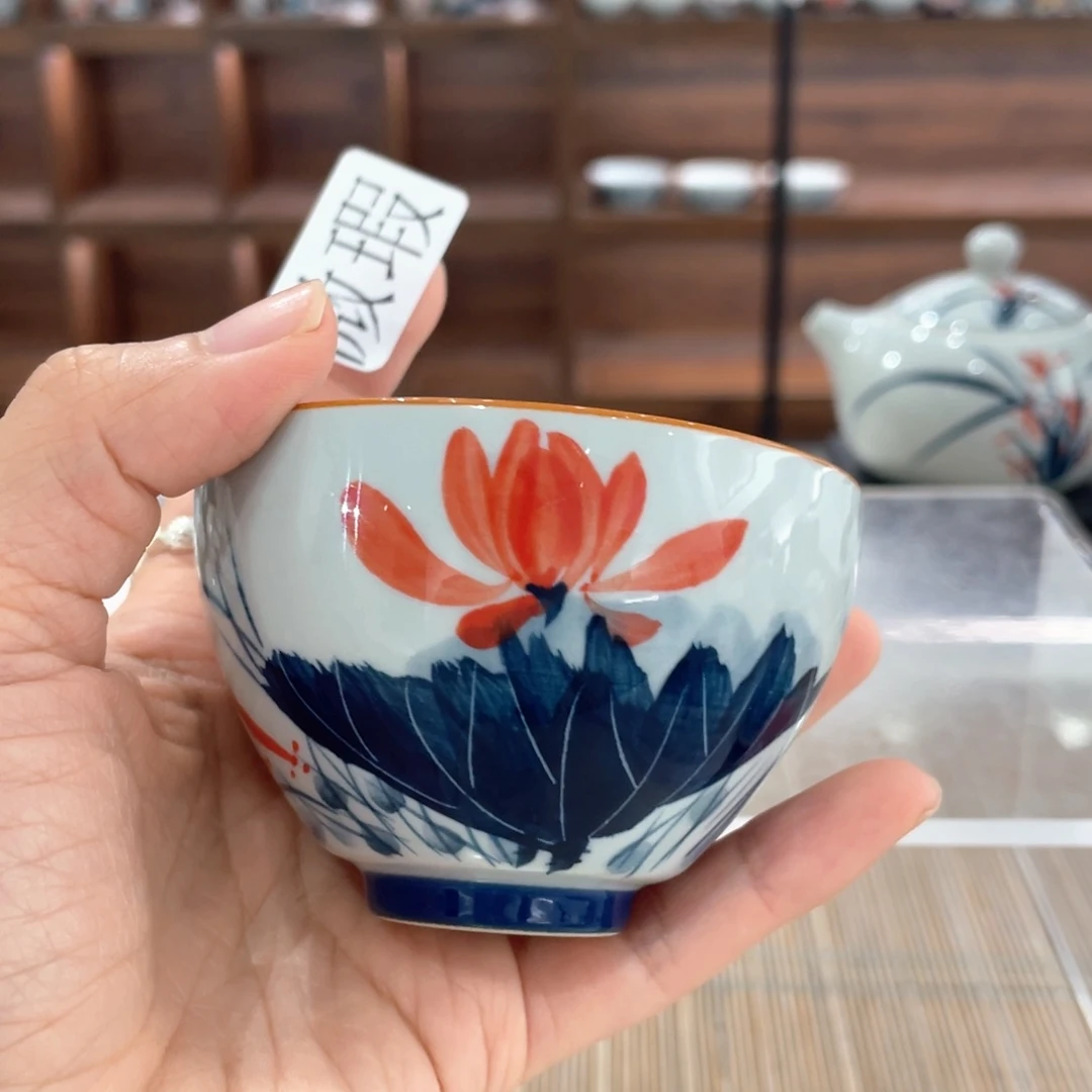 釉下手绘茶具微瑕