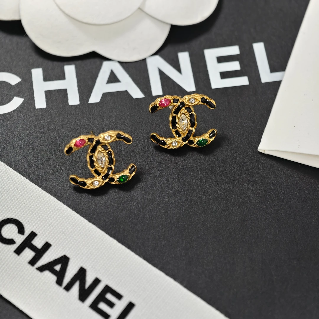 未使用 Chanel/香奈儿 耳钉彩色经典双C编织