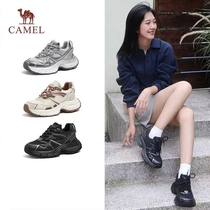 [耀月]骆驼老爹鞋2025夏秋新款厚底银色增高休闲运动鞋女透气潮鞋