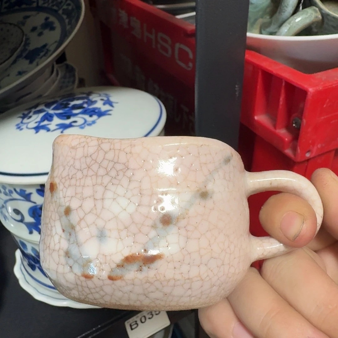 沁色粉色志野马咖啡杯