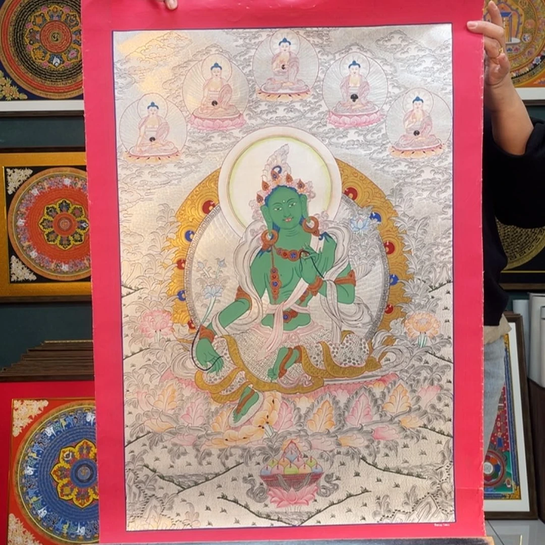 卷轴画手绘唐卡 绿度