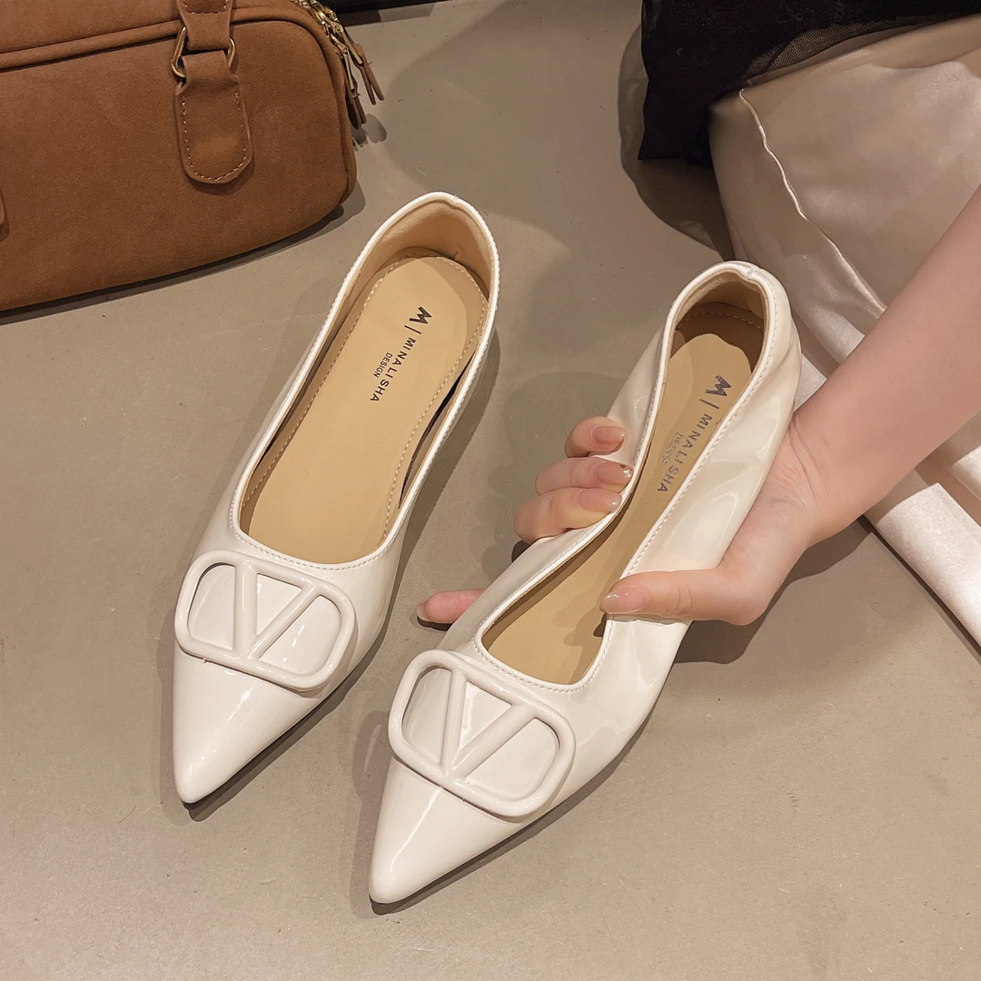 裸色单鞋女款秋季内增高久穿不累脚女鞋2025新款法式尖头豆豆船鞋