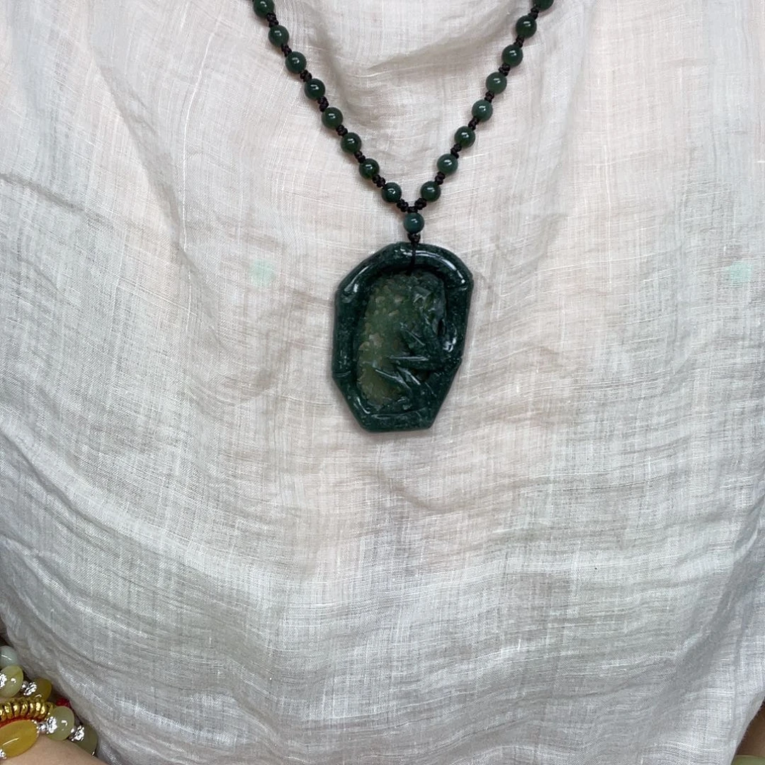 岫玉颈饰未镶嵌岫玉501竹牌子