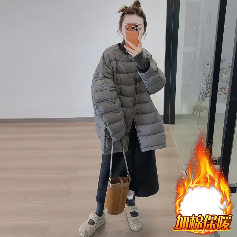 韩系简约休闲风棉服女2025年冬季新款洋气纯色加厚保暖棉衣外套潮
