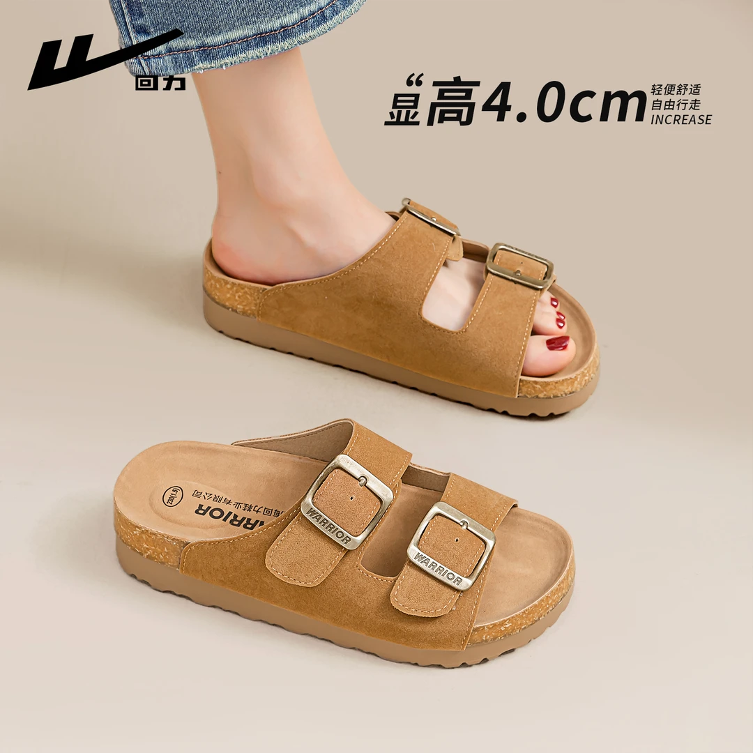回力勃肯拖鞋女款2025新款爆款夏季外穿软木搭扣凉拖网红外出凉鞋