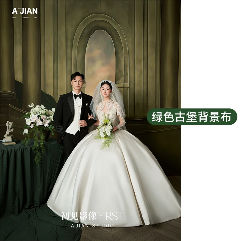 阿健老师同款宫廷风油画婚纱影楼风景肖像写真摄影背景布