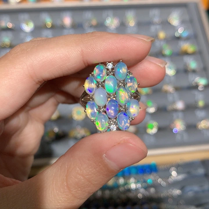 银S925镶嵌欧泊欧泊戒指y