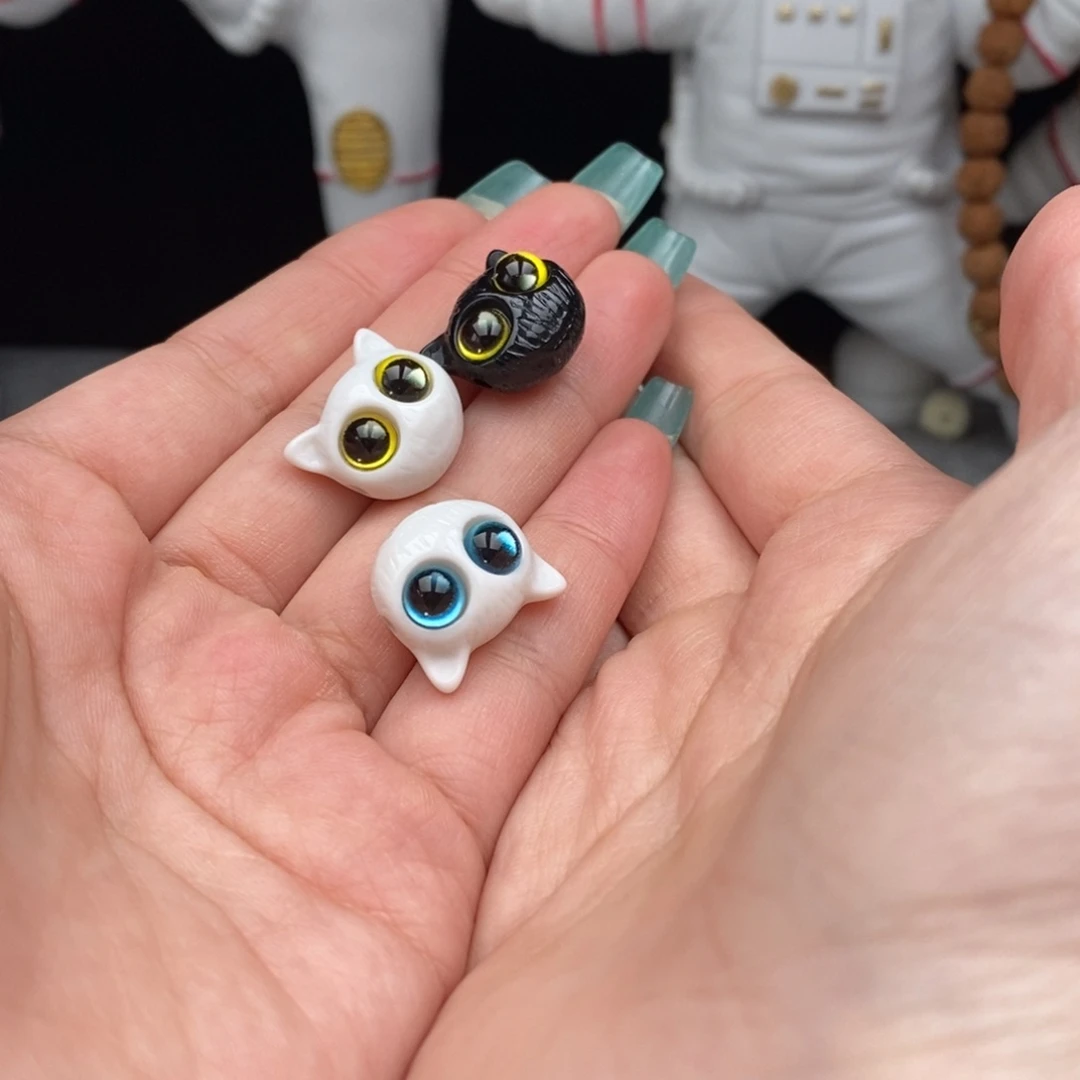 文玩核桃手串三个萌萌小猫配饰