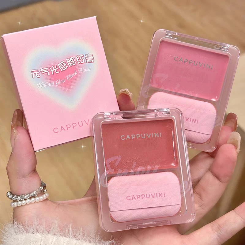 带粉扑水光感腮红双色高光提亮修容立体自然修饰眼颊气色脸部两用