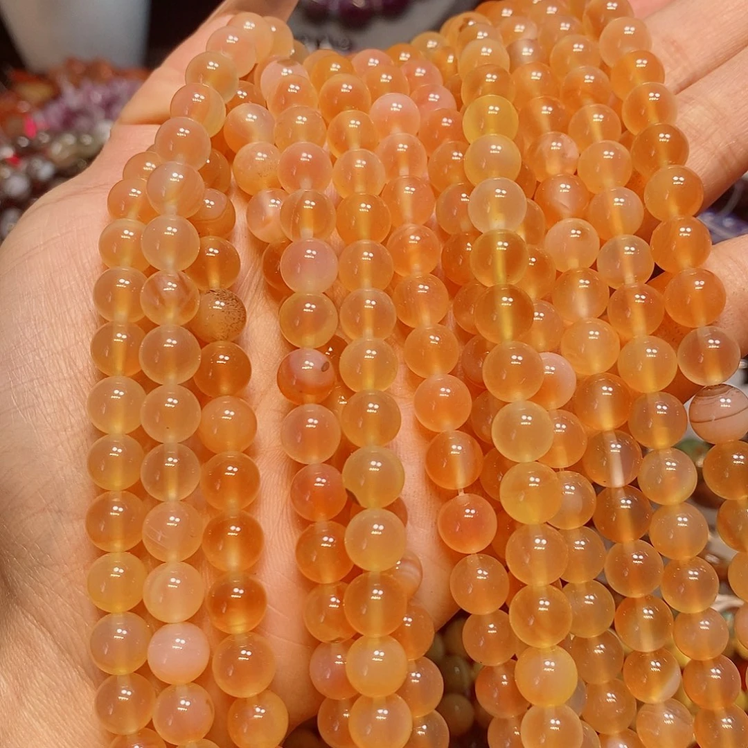 玛瑙/玉髓散珠溏心玛瑙8mm一条