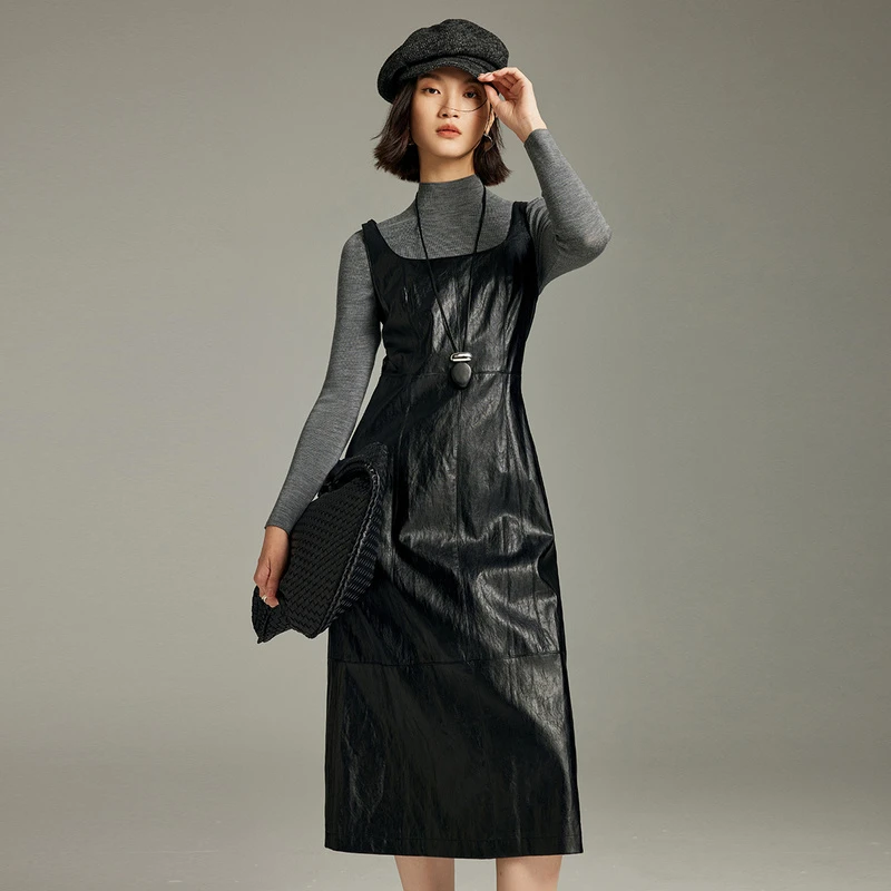 【唐婉专属】MOFAN摩凡冬新款黑色连衣裙MBL482052