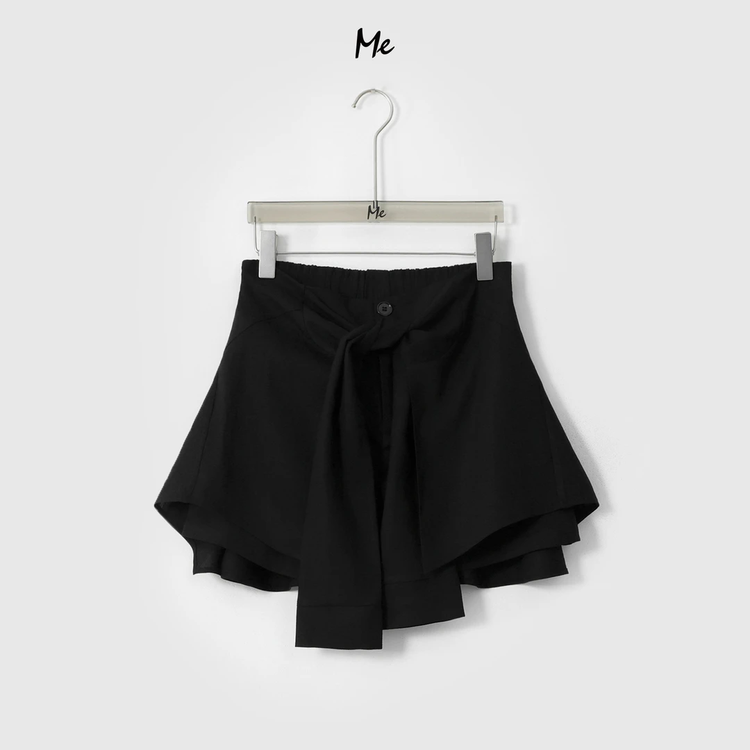 ME【腰封裙裤】天丝亚麻混纺不规则打结高腰显瘦百搭短裤MESS6986