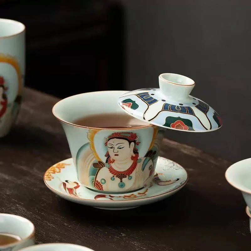 E619-佛像汝窑盖碗