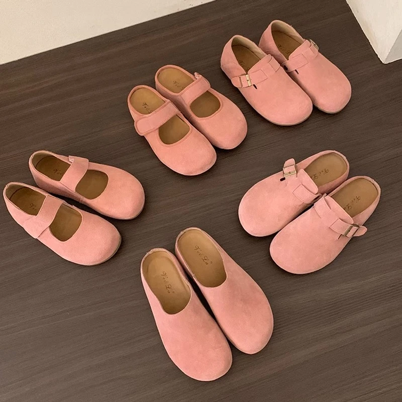 牛皮版！小个子内增高早春勃肯鞋玛丽珍单鞋女鞋软底包头拖半拖