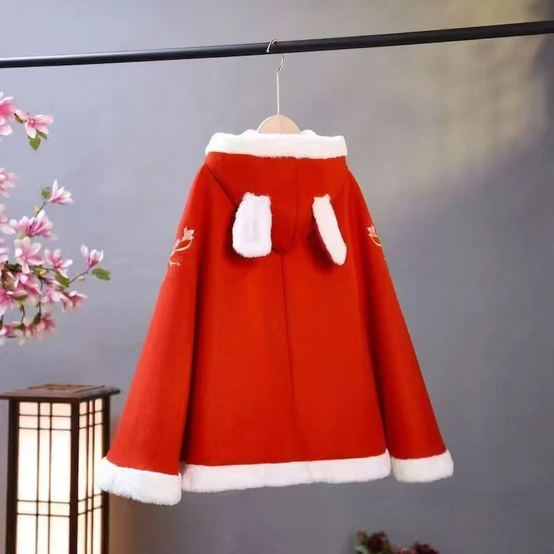 4038兔耳朵抖篷红色有染色介意勿拍