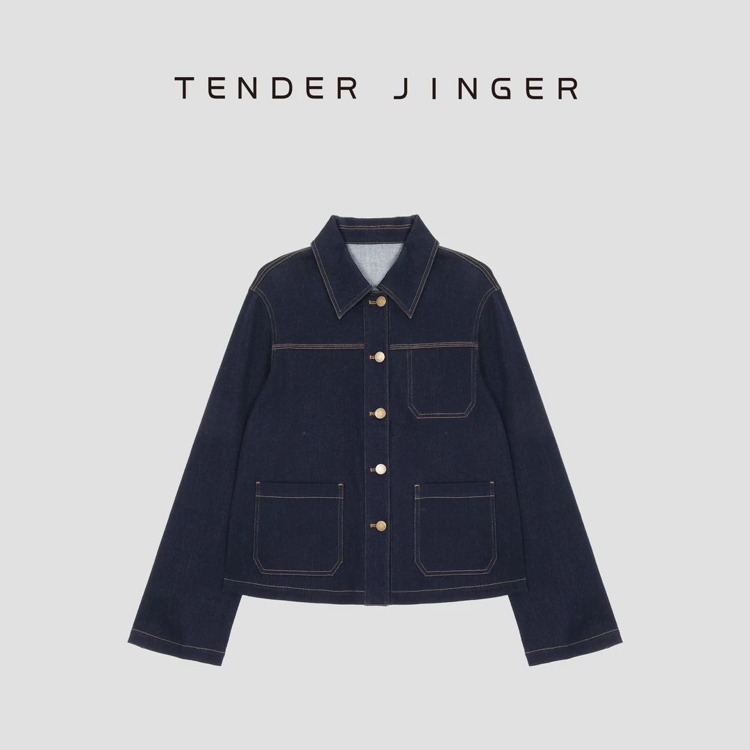 Tender Jinger【黑标】翻领棉质混纺牛仔外套T53XJ221X