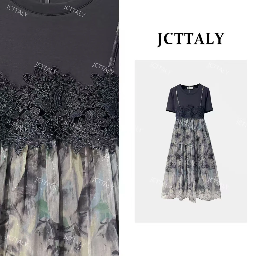 【linda】【63】气质时尚蕾丝显瘦法式减龄假两件连衣裙JC-A3493