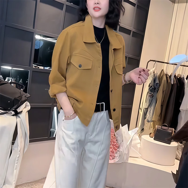 韩版春季纯色时髦外套2025新款polo领显瘦女装休闲风百搭流行上衣