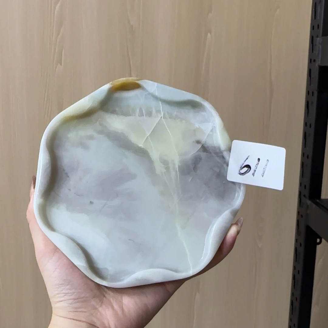 石材马尔代夫蓝花朵盘611