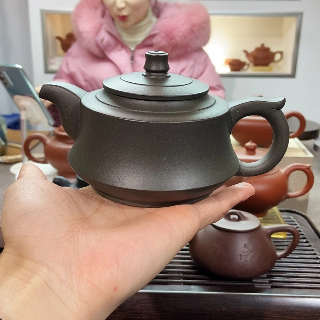 紫砂茶壶微瑕青灰凤鸢320cc